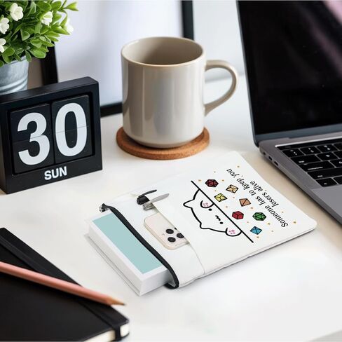 DND Collection Book Sleeve Pouch Dragons Gamer Gift Waterproof Book Covers Cat Throwing Dice Printed Pouch with Pockets Protector for Books Lover Reader Christmas Birthday Gifts for Women Girls in Saudi Arabia