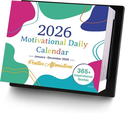 تقويم مكتب تحفيزي 2026 - تقويم مكتب 2026، يناير 2026 - ديسمبر 2026، 5.85 بوصة × 4.85 بوصة، تقويم 2026 12 شهرًا، تقويم يومي مع اقتباسات ملهمة، حامل حامل - ملون in Saudi Arabia