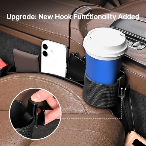 2026 حشو فجوة مقعد السيارة مع حامل وخطاف، ملحقات مقعد السيارة الداخلية، قابس فجوة مقعد السيارة مع فتحة تخزين، منظم السيارة يناسب شاحنة سيدان SUV، أسود in Kuwait