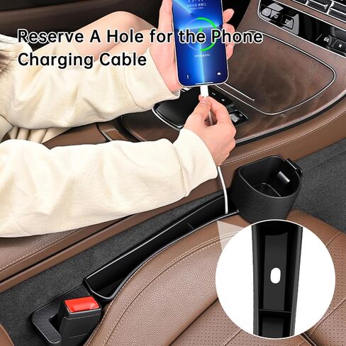 2026 حشو فجوة مقعد السيارة مع حامل وخطاف، ملحقات مقعد السيارة الداخلية، قابس فجوة مقعد السيارة مع فتحة تخزين، منظم السيارة يناسب شاحنة سيدان SUV، أسود in Kuwait