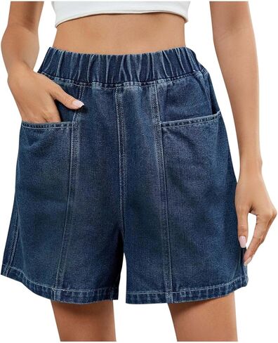 Jean Shorts Womens Casual High Waisted Denim Shorts Fashion Comfy Wide Leg Jorts Loose Fit Summer Outfits with Pocket in Saudi Arabia