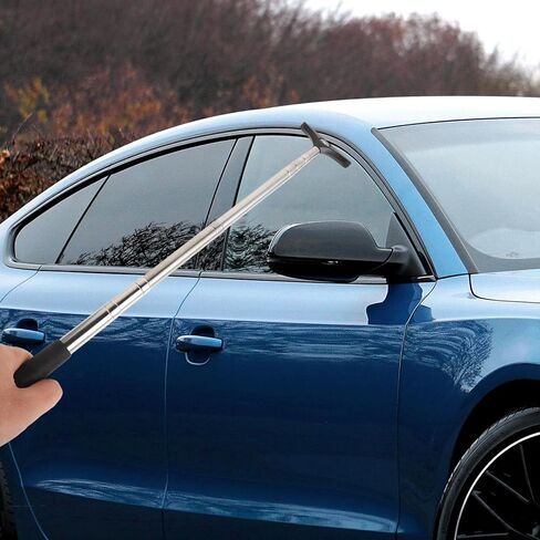 Car Windshield Cleaner Tool with Retractable Auto Mirror Squeegee, Portable Telescopic Water Scraper for Car Detailing and Rearview Mirror Mist Removal, Black in Saudi Arabia