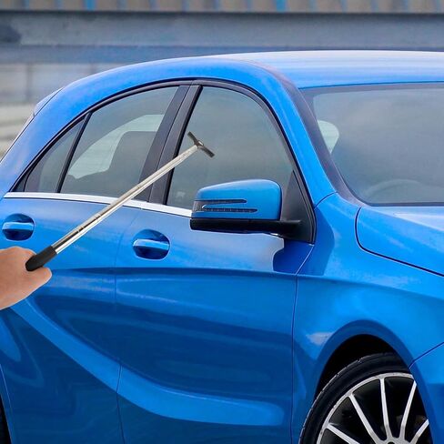 Car Windshield Cleaner Tool with Retractable Auto Mirror Squeegee, Portable Telescopic Water Scraper for Car Detailing and Rearview Mirror Mist Removal, Black in Saudi Arabia