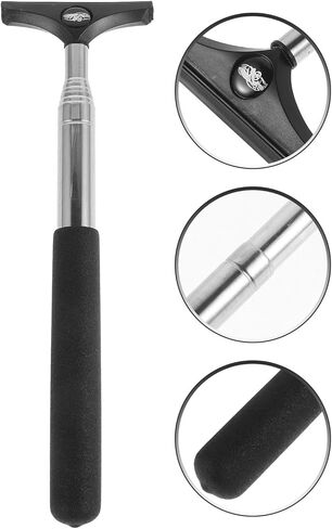 Car Windshield Cleaner Tool with Retractable Auto Mirror Squeegee, Portable Telescopic Water Scraper for Car Detailing and Rearview Mirror Mist Removal, Black in Saudi Arabia