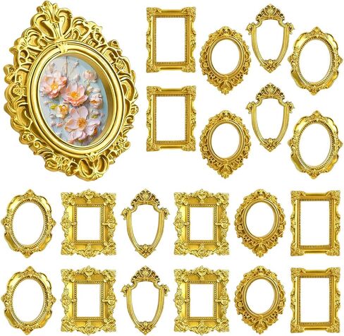 20PCS Mini Vintage Resin Picture Frame, Mini Antique Photo Frame Oval Rectangle for DIY Jewelry Display, Photography Mobile Phone Photo and Wall Decor Hanging in Saudi Arabia