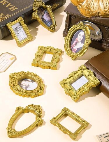 20PCS Mini Vintage Resin Picture Frame, Mini Antique Photo Frame Oval Rectangle for DIY Jewelry Display, Photography Mobile Phone Photo and Wall Decor Hanging in Saudi Arabia