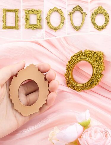 20PCS Mini Vintage Resin Picture Frame, Mini Antique Photo Frame Oval Rectangle for DIY Jewelry Display, Photography Mobile Phone Photo and Wall Decor Hanging in Saudi Arabia