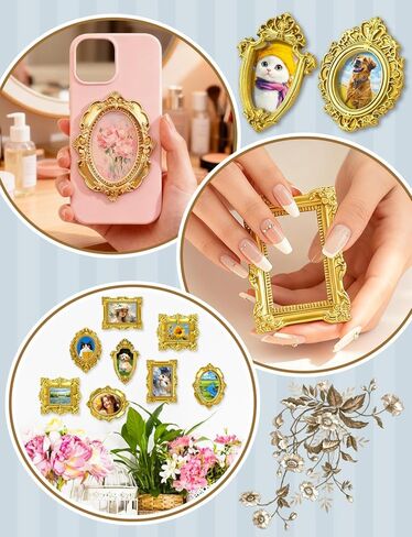 20PCS Mini Vintage Resin Picture Frame, Mini Antique Photo Frame Oval Rectangle for DIY Jewelry Display, Photography Mobile Phone Photo and Wall Decor Hanging in Saudi Arabia