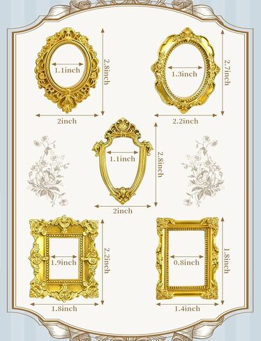 20PCS Mini Vintage Resin Picture Frame, Mini Antique Photo Frame Oval Rectangle for DIY Jewelry Display, Photography Mobile Phone Photo and Wall Decor Hanging in Saudi Arabia
