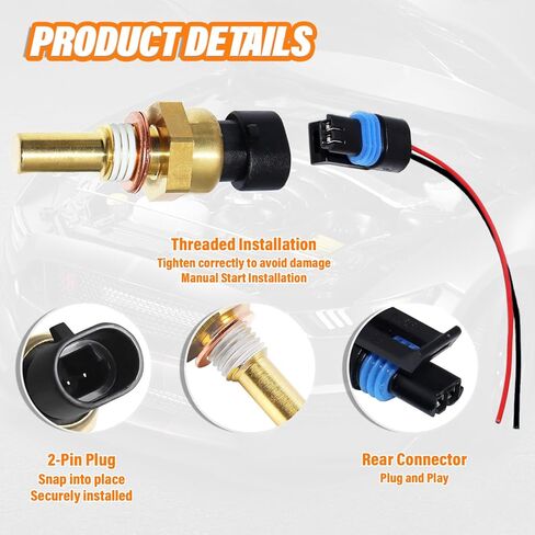 213-4514 (19236568) Engine Coolant Temperature Sensor Compatible with Chevy GMC Cadillac Buick Oldsmobile Pontiac, with Connector in Saudi Arabia