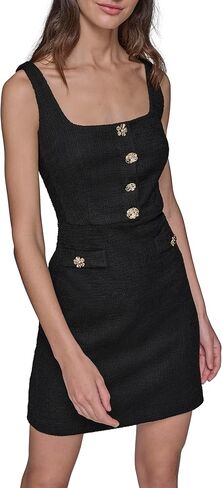 Karl Lagerfeld Women's Sleeveless Square Neck Tweed A-line Mini Dress in Saudi Arabia