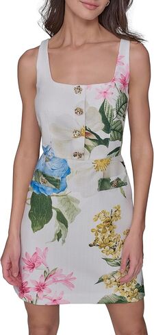 Karl Lagerfeld Women's Sleeveless Square Neck Tweed A-line Mini Dress in Saudi Arabia