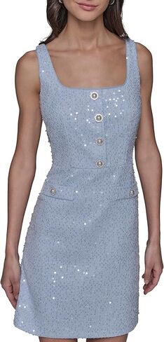Karl Lagerfeld Women's Sleeveless Square Neck Tweed A-line Mini Dress in Saudi Arabia