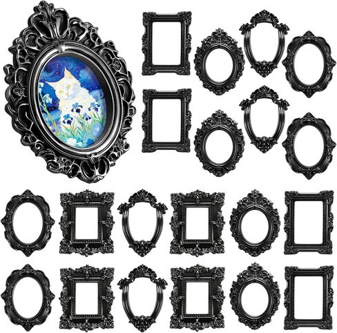 20PCS Mini Vintage Resin Picture Frame, Mini Antique Photo Frame Oval Rectangle for DIY Jewelry Display, Photography Mobile Phone Photo and Wall Decor Hanging in Saudi Arabia