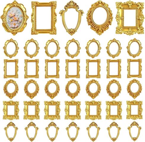 20PCS Mini Vintage Resin Picture Frame, Mini Antique Photo Frame Oval Rectangle for DIY Jewelry Display, Photography Mobile Phone Photo and Wall Decor Hanging in Saudi Arabia