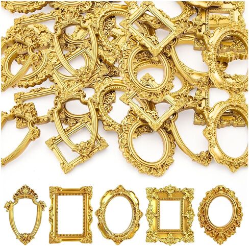 20PCS Mini Vintage Resin Picture Frame, Mini Antique Photo Frame Oval Rectangle for DIY Jewelry Display, Photography Mobile Phone Photo and Wall Decor Hanging in Saudi Arabia