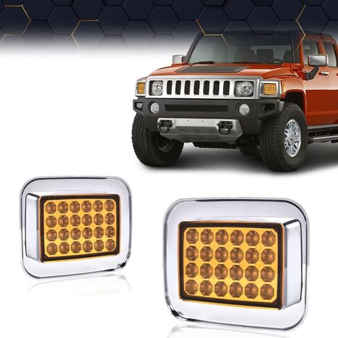 PIT66 LED Front Turn Signal Light Corner Parking Lamps, Compatible with Hummer H2 2003 2004 2005 2006 2007 2008 2009 Amber Lens Clear Housing Left and Right in Saudi Arabia