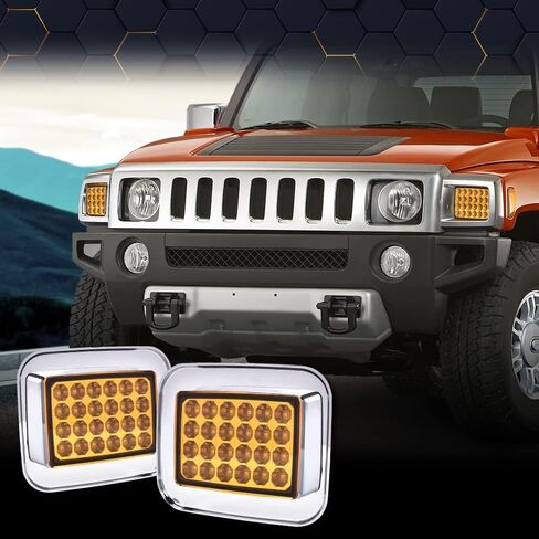 PIT66 LED Front Turn Signal Light Corner Parking Lamps, Compatible with Hummer H2 2003 2004 2005 2006 2007 2008 2009 Amber Lens Clear Housing Left and Right in Saudi Arabia
