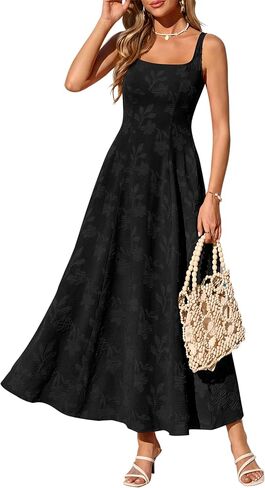PRETTYGARDEN Womens Summer Dresses 2026 Casual Sleeveless Square Neck Formal Wedding Guest Beach Vacation Boho Maxi Dress in Saudi Arabia