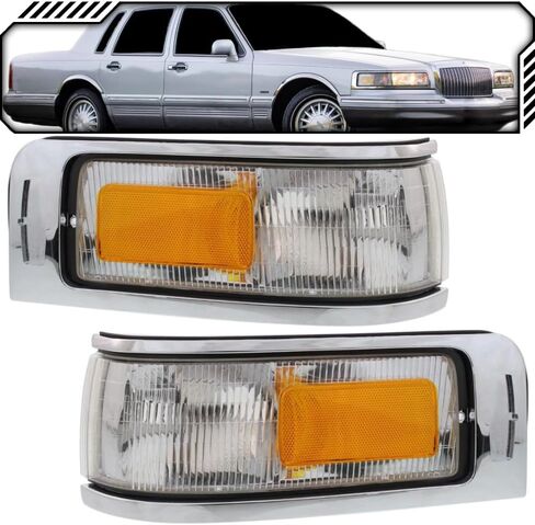 EPIC LIGHTING OE Style Halogen Corner Lights w/Emblem Provision Assembly Replacement for FORD 95-97 TOWN CAR [ FO2550132 FO2551132 F5VY15A201B F5VY15A201A ] Pair in Saudi Arabia