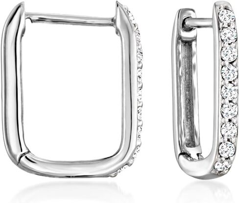 Pure Collection by Ross-Simons 0.15 ct. t.w. Diamond Paper Clip Link Hoop Earrings in Sterling Silver in Saudi Arabia