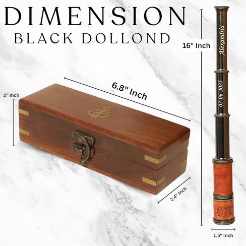 Vintage Brass Telescope with Leather Wrap & Wooden Box – Pirate Spyglass Telescope 15" – Antique Nautical Monocular for Collectors, Decor & Gifts in Saudi Arabia