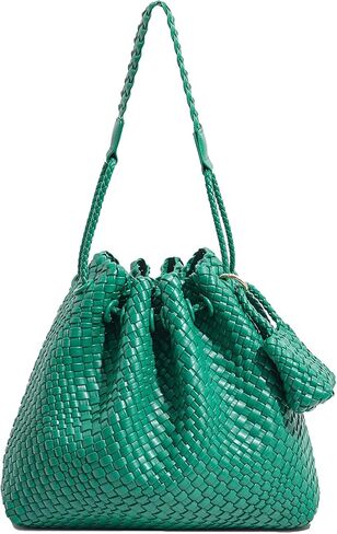 Woven Bag for Women, Vegan Leather Tote Bag Summer Beach Handbag Purse Retro Handmade Travel Shoulder Bag in Saudi Arabia