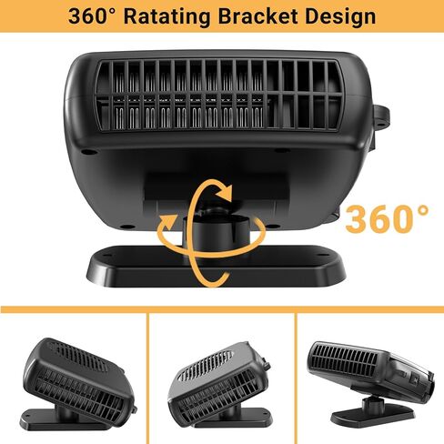 12V Car Heater, 200W Car Heaters That Plug Into Cigarette Lighter Portable electric Heaters for Cars, Car Defroster Windshield Demister, Auto Defogger 360° Rotatable With Ergonomic Handle in Saudi Arabia