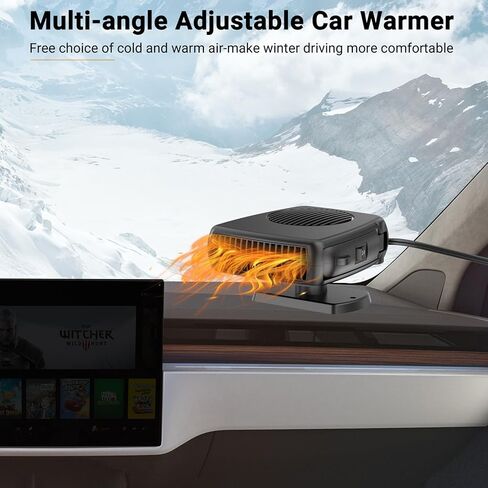 12V Car Heater, 200W Car Heaters That Plug Into Cigarette Lighter Portable electric Heaters for Cars, Car Defroster Windshield Demister, Auto Defogger 360° Rotatable With Ergonomic Handle in Saudi Arabia