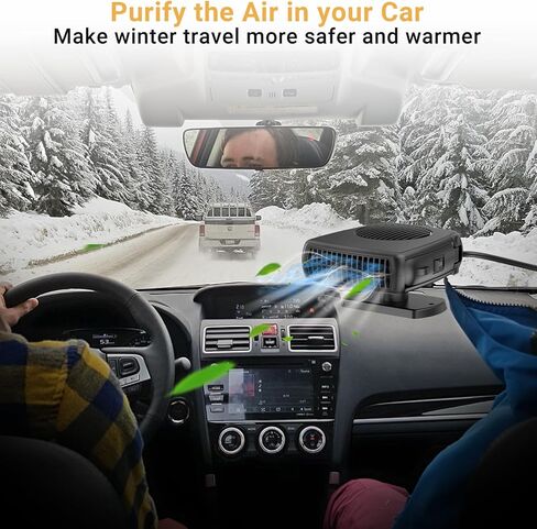 12V Car Heater, 200W Car Heaters That Plug Into Cigarette Lighter Portable electric Heaters for Cars, Car Defroster Windshield Demister, Auto Defogger 360° Rotatable With Ergonomic Handle in Saudi Arabia