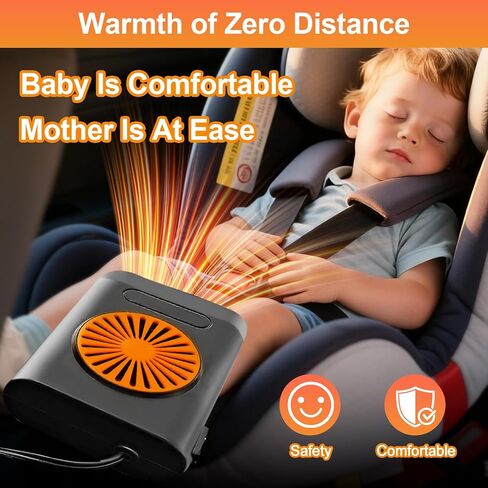 سخان محمول للسيارة، 12 فولت 200 وات سخان سيارة محمول سريع التسخين يمكن توصيله بولاعة السجائر ومزيل الصقيع للزجاج الأمامي للسيارة ومزيل الرطوبة للسيارة/المركبة/الشاحنة/سيارات الدفع الرباعي in Kuwait