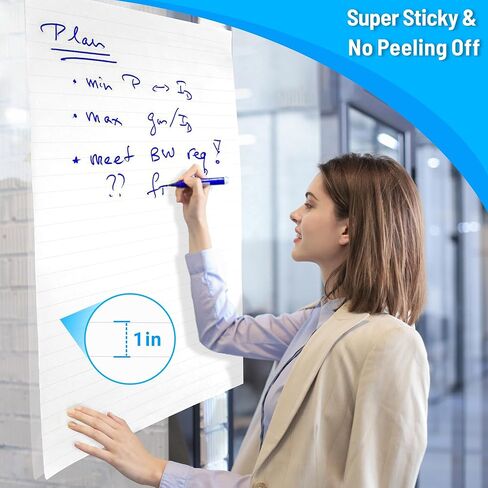 وسادات حامل لاصقة من AFMAT، ورق مخطط مرساة مقاس 15 × 18 بوصة، ورق مخطط قلاب مقاوم لنزيف الحبر للمكتب/الفصل الدراسي/السبورة البيضاء/الجدار/النوافذ، 30 ورقة/وسادة، 6 وسادات in Kuwait