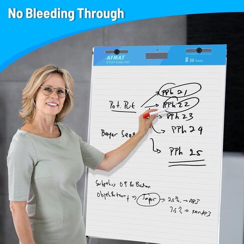 وسادات حامل لاصقة من AFMAT، ورق مخطط مرساة مقاس 15 × 18 بوصة، ورق مخطط قلاب مقاوم لنزيف الحبر للمكتب/الفصل الدراسي/السبورة البيضاء/الجدار/النوافذ، 30 ورقة/وسادة، 6 وسادات in Kuwait