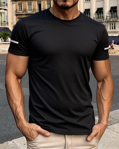 Men’s Running Shirts Short Sleeve Quick Dry Shirt Athletic Gym Workout Sports Tops in Saudi Arabia