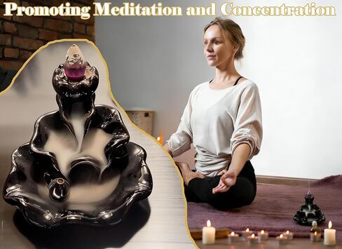 مبخرة الشلال، حامل البخور ذو التدفق الخلفي، مخاريط سيراميك اللوتس، حامل بورسلين للعلاج العطري، الاسترخاء، التنقية، التأمل، اليوغا in Kuwait