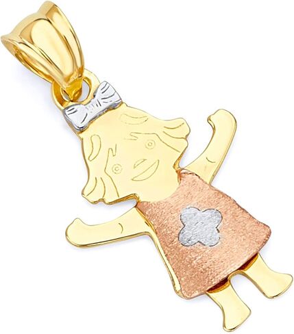 14k REAL Tri Color Gold Charm Pendant (Size : 22 x 11 mm) in Saudi Arabia