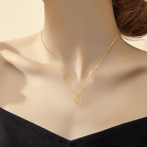 sisgem 14k الذهب البقاء على قيد الحياة الشريط القلب قلادة قلادة للنساء، الوعي الأمل المجوهرات الهدايا لها، 16 + 1 + 1 بوصة in Saudi Arabia