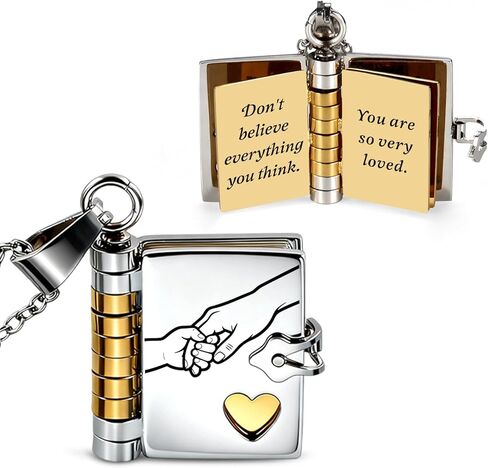 Book Necklace for Daughter Engraved Pendant with 7 Pages of Love Message - Easter Gifts for Girls 4-6 8-12 10-14 to My Daughter Book Necklace from Mom Dad Daughters Girls Easter Basket Stuffers in Saudi Arabia