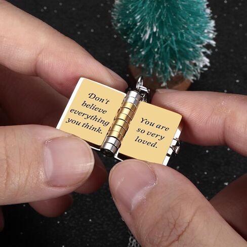 Book Necklace for Daughter Engraved Pendant with 7 Pages of Love Message - Easter Gifts for Girls 4-6 8-12 10-14 to My Daughter Book Necklace from Mom Dad Daughters Girls Easter Basket Stuffers in Saudi Arabia