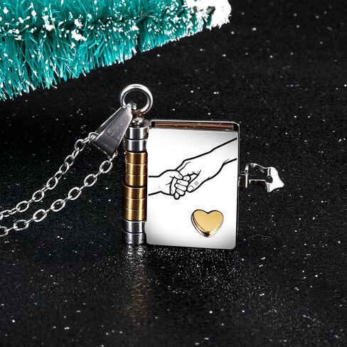 Book Necklace for Daughter Engraved Pendant with 7 Pages of Love Message - Easter Gifts for Girls 4-6 8-12 10-14 to My Daughter Book Necklace from Mom Dad Daughters Girls Easter Basket Stuffers in Saudi Arabia