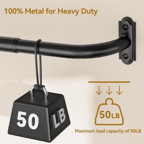 YaFex Wrap Around Blackout Curtain Rods: 48-86 Inch 1 Inch Heavy Duty Curtain Rods for Windows French Return Curtain Rod for Room Darkening in Bedroom and Living Room Easy to Install in Kuwait