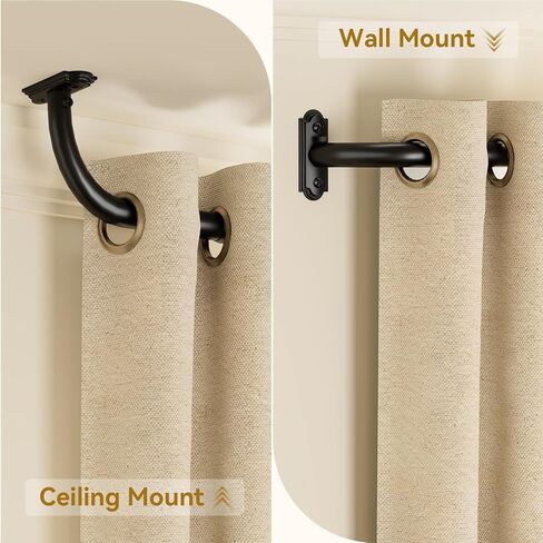 YaFex Wrap Around Blackout Curtain Rods: 48-86 Inch 1 Inch Heavy Duty Curtain Rods for Windows French Return Curtain Rod for Room Darkening in Bedroom and Living Room Easy to Install in Kuwait