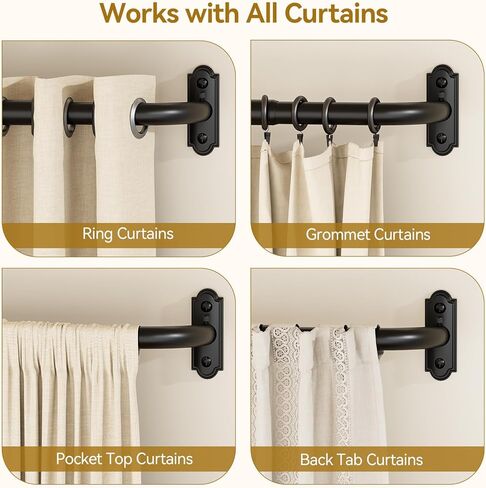 YaFex Wrap Around Blackout Curtain Rods: 48-86 Inch 1 Inch Heavy Duty Curtain Rods for Windows French Return Curtain Rod for Room Darkening in Bedroom and Living Room Easy to Install in Kuwait