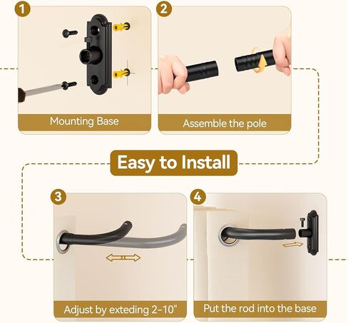 YaFex Wrap Around Blackout Curtain Rods: 48-86 Inch 1 Inch Heavy Duty Curtain Rods for Windows French Return Curtain Rod for Room Darkening in Bedroom and Living Room Easy to Install in Kuwait