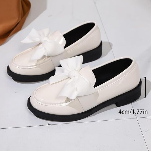 2026 New Women's Cute Bowknot Design Loafers Bowknot Slope Heel Chunky Heel Shoes Fashionable Solid Color Slip on Loafers Lightweight Business Office Walking Footwear in Saudi Arabia