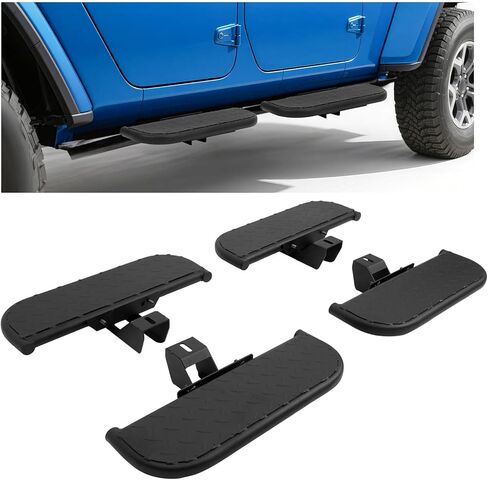 Side Steps Compatible with 2020-2023 Jeep Gladiator JT & Wrangler 4 Door, High-Strength Running Boards, Steel Step Bars, Powder-Coated 4-Piece Set in Saudi Arabia