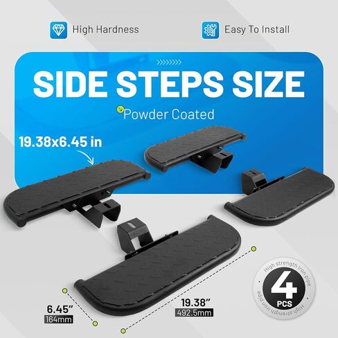 Side Steps Compatible with 2020-2023 Jeep Gladiator JT & Wrangler 4 Door, High-Strength Running Boards, Steel Step Bars, Powder-Coated 4-Piece Set in Saudi Arabia