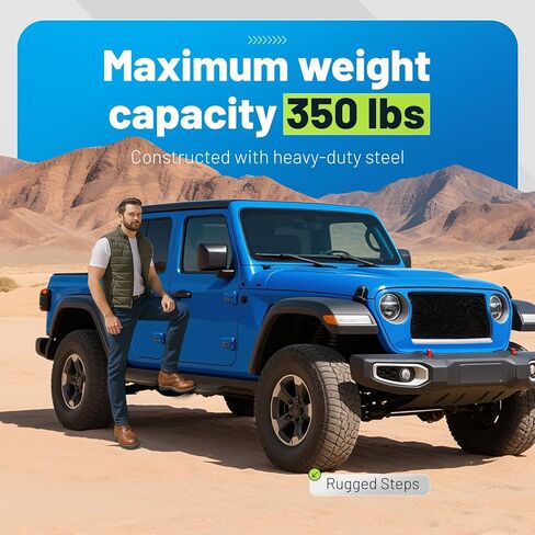 Side Steps Compatible with 2020-2023 Jeep Gladiator JT & Wrangler 4 Door, High-Strength Running Boards, Steel Step Bars, Powder-Coated 4-Piece Set in Saudi Arabia