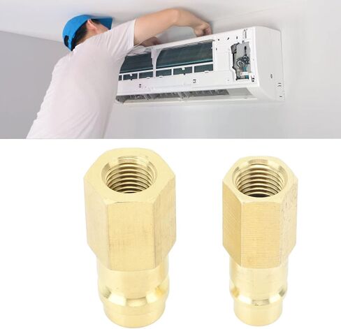 R134A Air Conditioner Connector Brass Refrigerant Adapter Fast Connect Disconnect for Car AC System Repair 1/4 SAE Interface 2 Pack in Kuwait