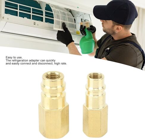 R134A Air Conditioner Connector Brass Refrigerant Adapter Fast Connect Disconnect for Car AC System Repair 1/4 SAE Interface 2 Pack in Kuwait